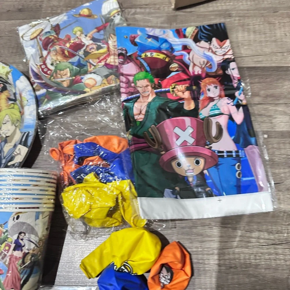 Anime Party Supplies Set with Plates, Cups, and Balloons